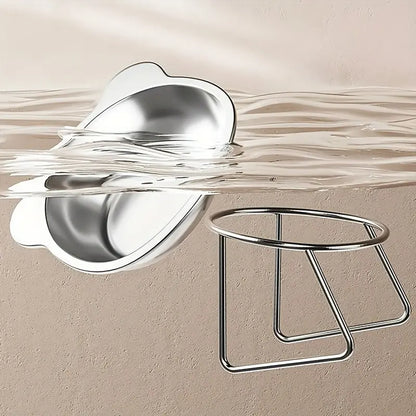 304 Stainless Steel Cat Bowl Set, Anti-Spill Pet Feeding Bowls Feeder, Easy Clean round Edges, Suitable for Senior/Cute/Kitten Cats