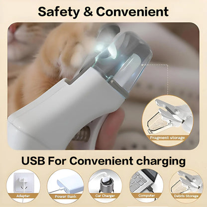 2-In-1 Led Cat Dog Nail Clipper & Nail Grinder with Lights,Rechargeable Pet Nail Trimmers with Nail File,Protective Guard,Quick Sensor,Pet Claw Clippers for Medium Small Dogs Cats Rabbits