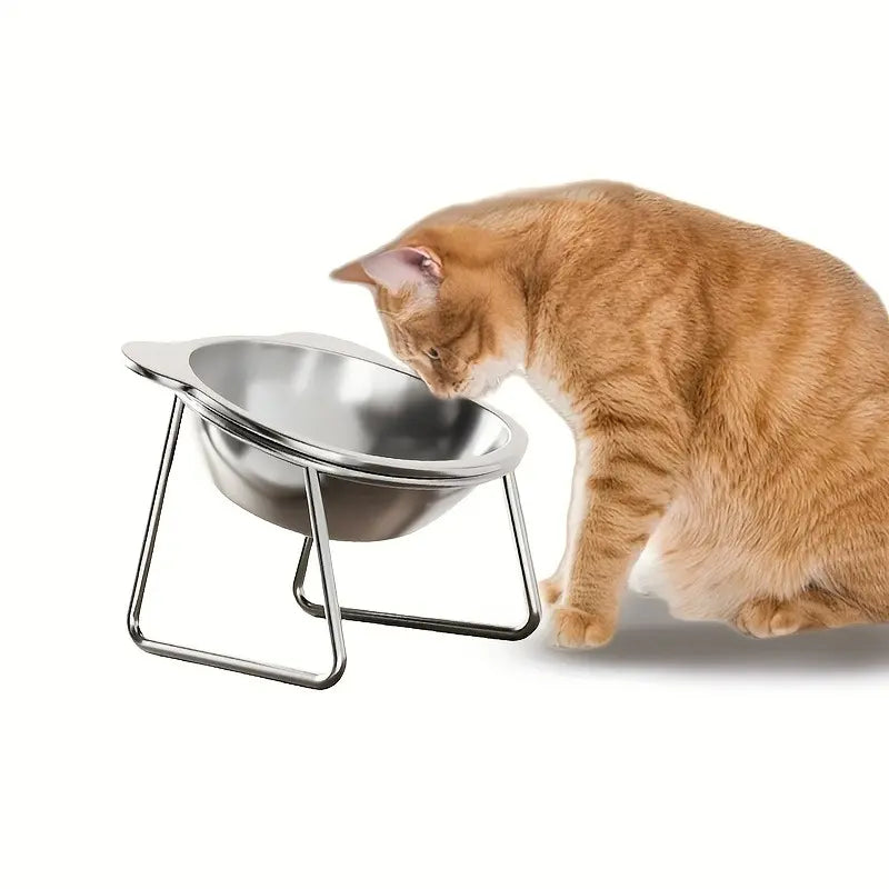 304 Stainless Steel Cat Bowl Set, Anti-Spill Pet Feeding Bowls Feeder, Easy Clean round Edges, Suitable for Senior/Cute/Kitten Cats