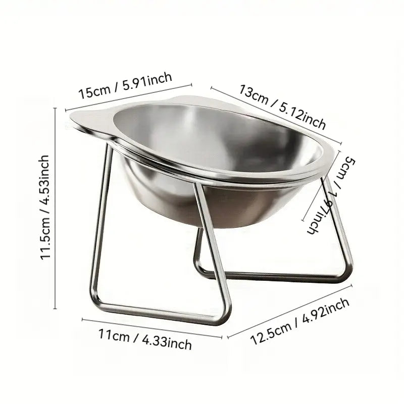 304 Stainless Steel Cat Bowl Set, Anti-Spill Pet Feeding Bowls Feeder, Easy Clean round Edges, Suitable for Senior/Cute/Kitten Cats