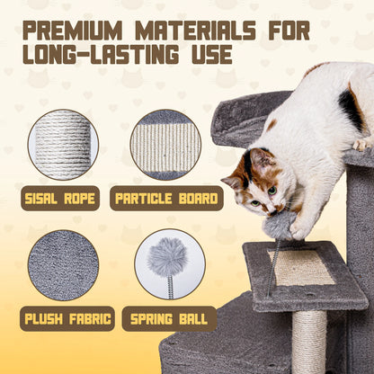 Cat Tree Tower for Indoor Cats, Tall Multi-Level Pet Furniture, Stable Kitty Play House with Sisal