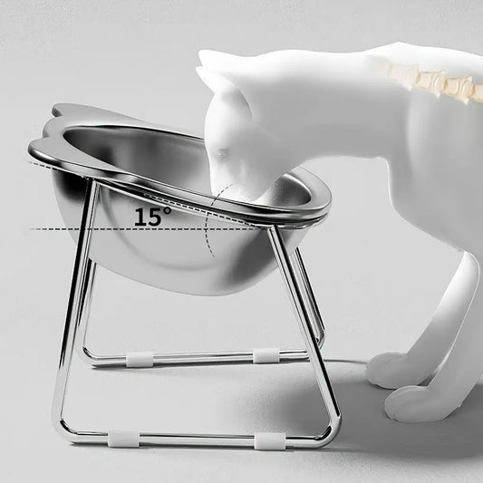 304 Stainless Steel Cat Bowl Set, Anti-Spill Pet Feeding Bowls Feeder, Easy Clean round Edges, Suitable for Senior/Cute/Kitten Cats