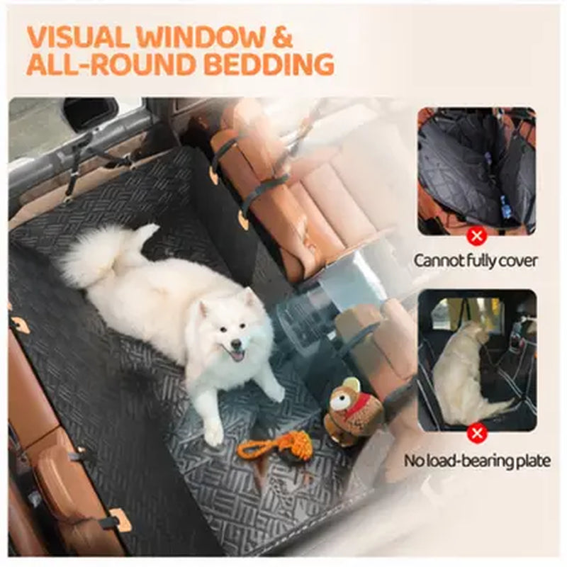 Roampaws Dog Car Seat Cover with Hard Bottom - Waterproof Pet Car Accessories for Preventing Back Seat Dirt, Waterproof Seat Covers