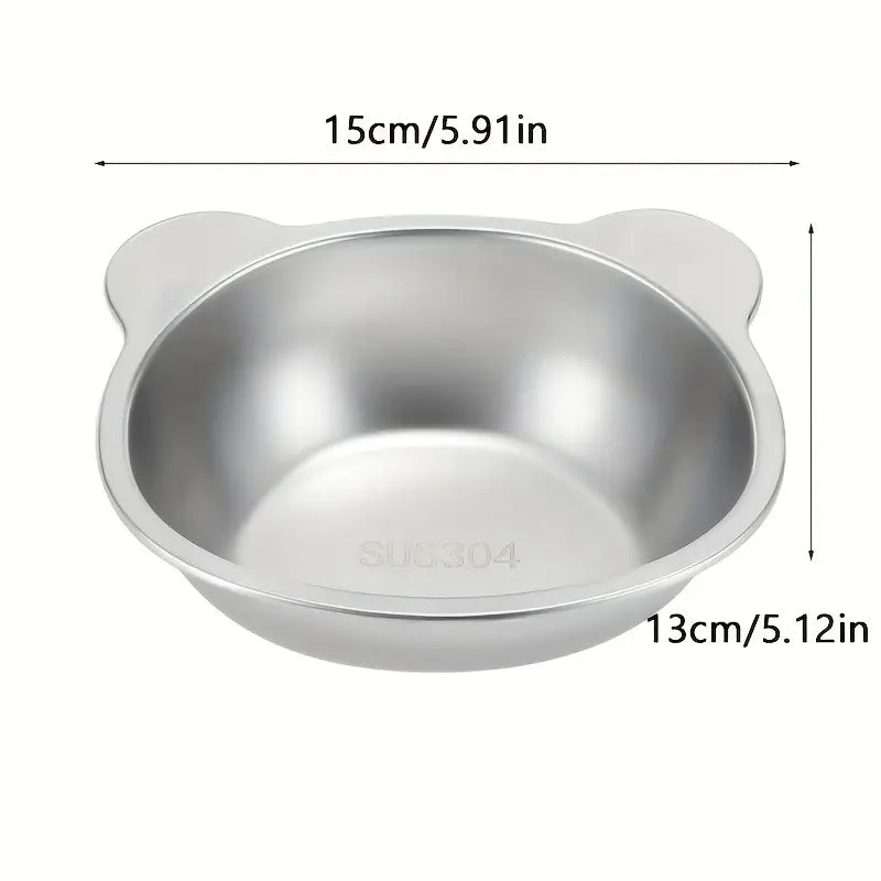 304 Stainless Steel Cat Bowl Set, Anti-Spill Pet Feeding Bowls Feeder, Easy Clean round Edges, Suitable for Senior/Cute/Kitten Cats