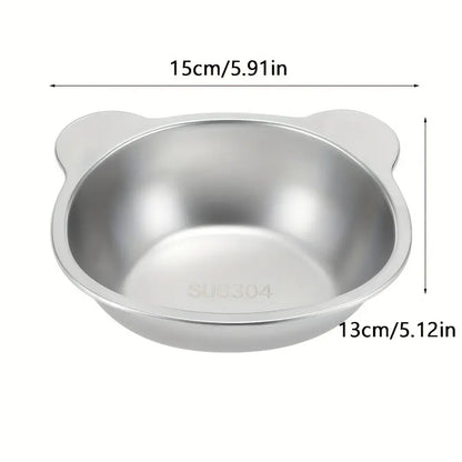 304 Stainless Steel Cat Bowl Set, Anti-Spill Pet Feeding Bowls Feeder, Easy Clean round Edges, Suitable for Senior/Cute/Kitten Cats